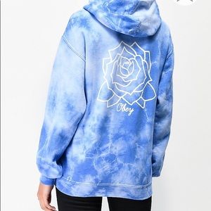 Baby blue tie dye obey hoodie